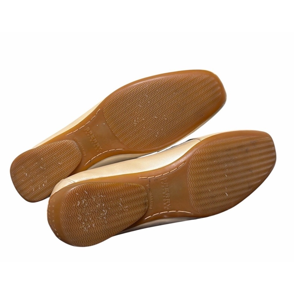 SPERRY Seaport Top Sider Beige Patent Leather Penny Loafer Shoes Women's Size 8 - Picture 5 of 6